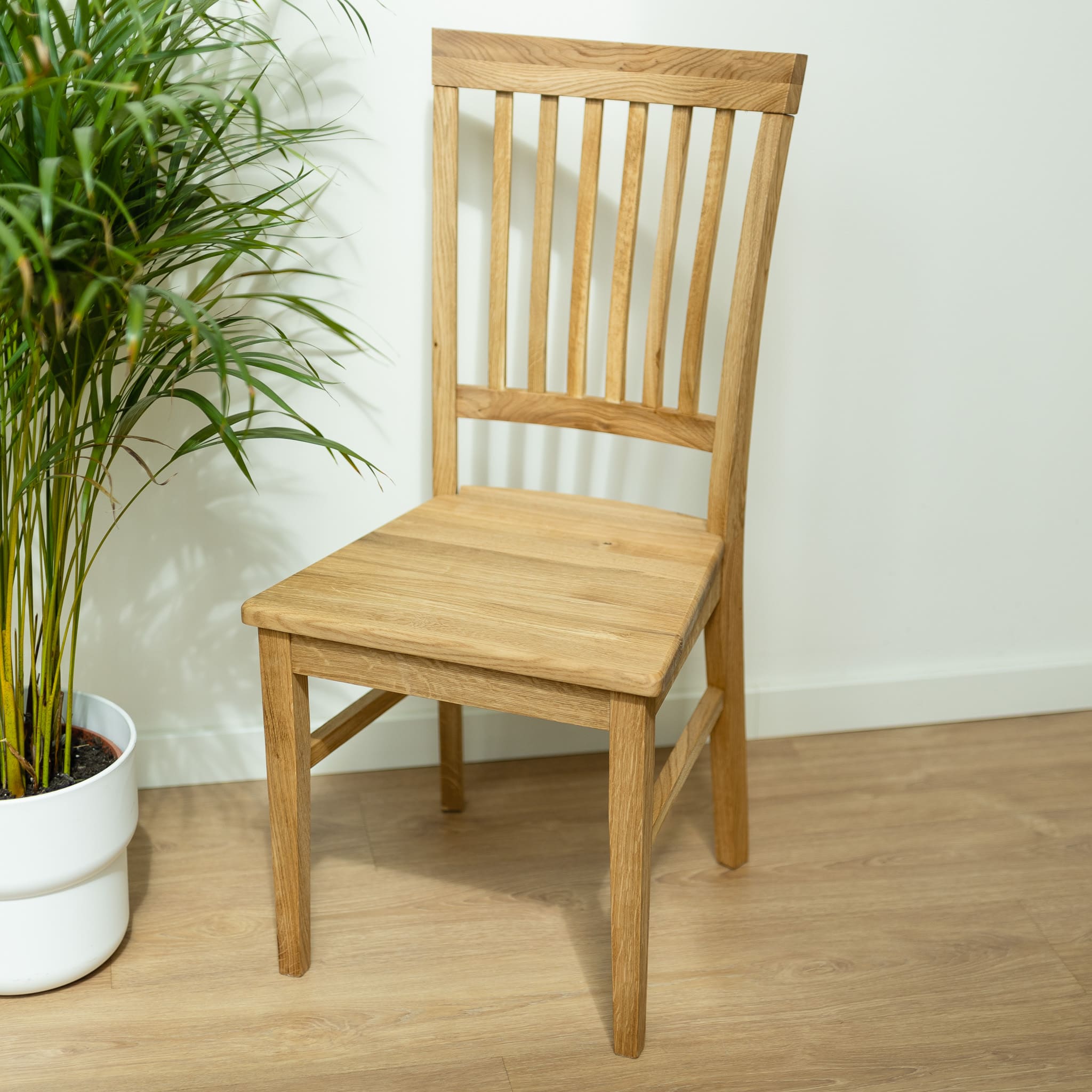 Chaise de salle à manger en bois massif de chêne style rustique